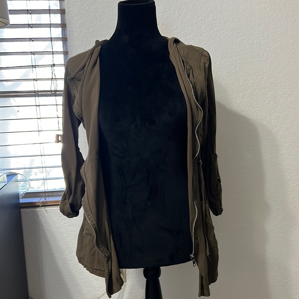 Forest green jacket with a hoodie